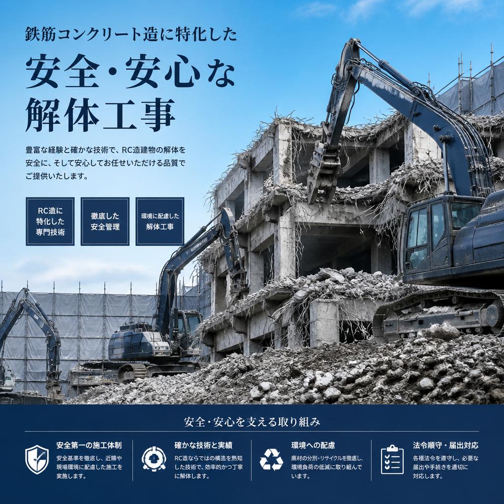 鉄筋コンクリート造に特化した安全・安心な解体工事