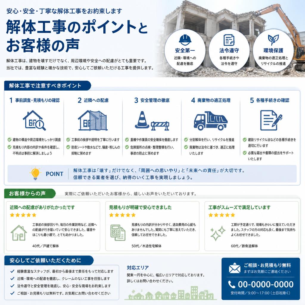 工事の注意点とお客様の声